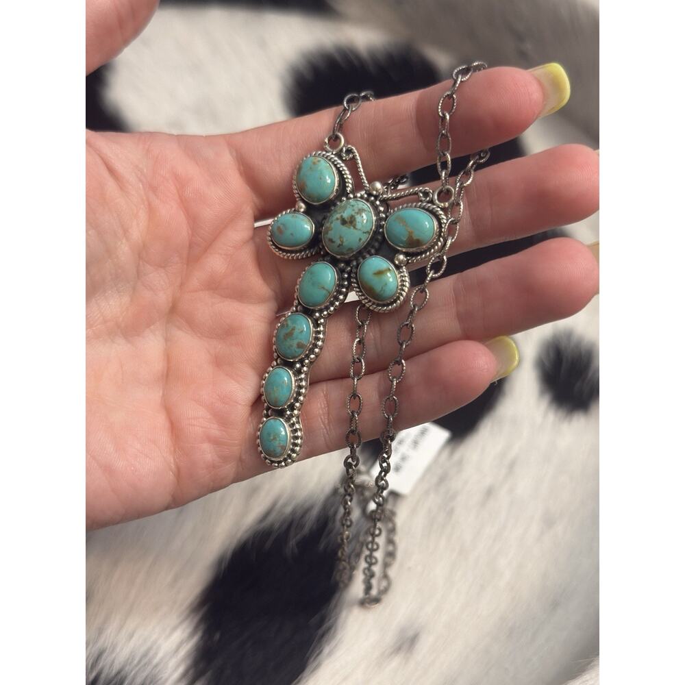 Native American Sterling Silver Blue Turquoise Multistone Dragonfly Necklace - Picture 11 of 13